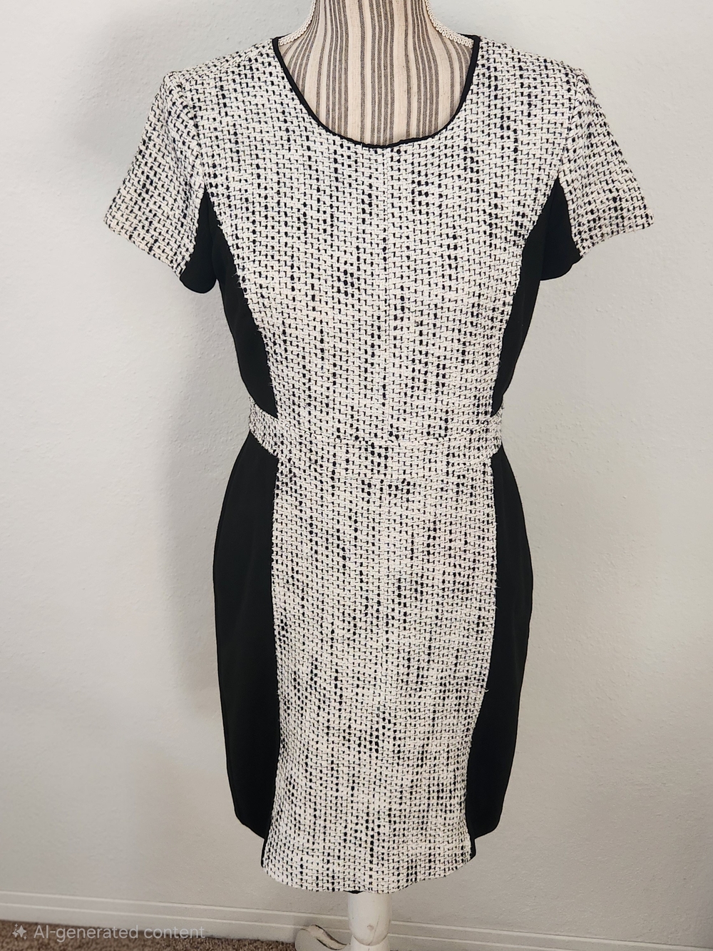 J.Crew Black & White Tweed Colorblock Sheath Dress – Size 10